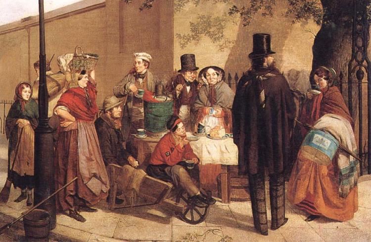 Charles Hunt A Coffee Stall Westminster oil painting image